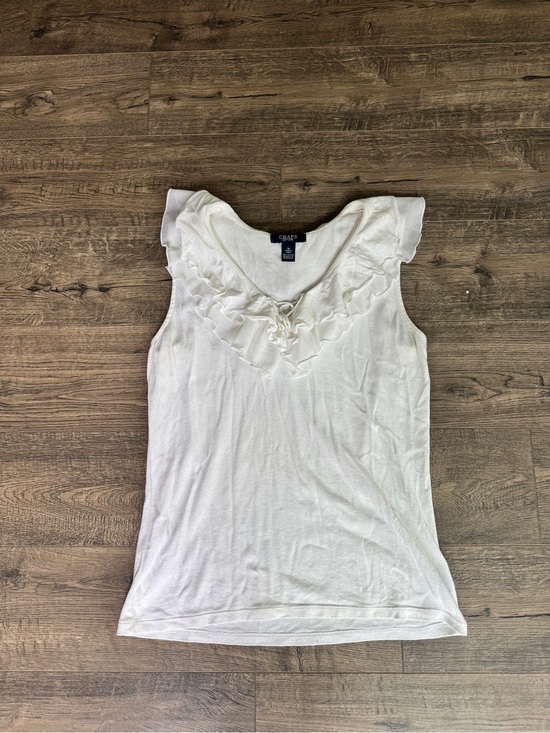Chaps Tops - Chaps White Ruffle V-Neck Sleeveless Camisole